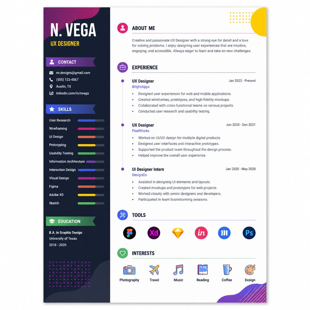 UX Designer resume before