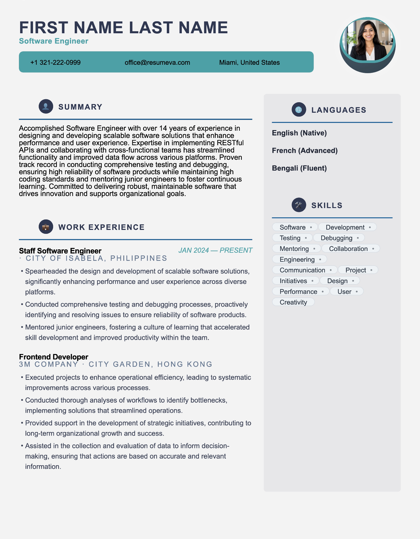 Construction Manager resume template preview