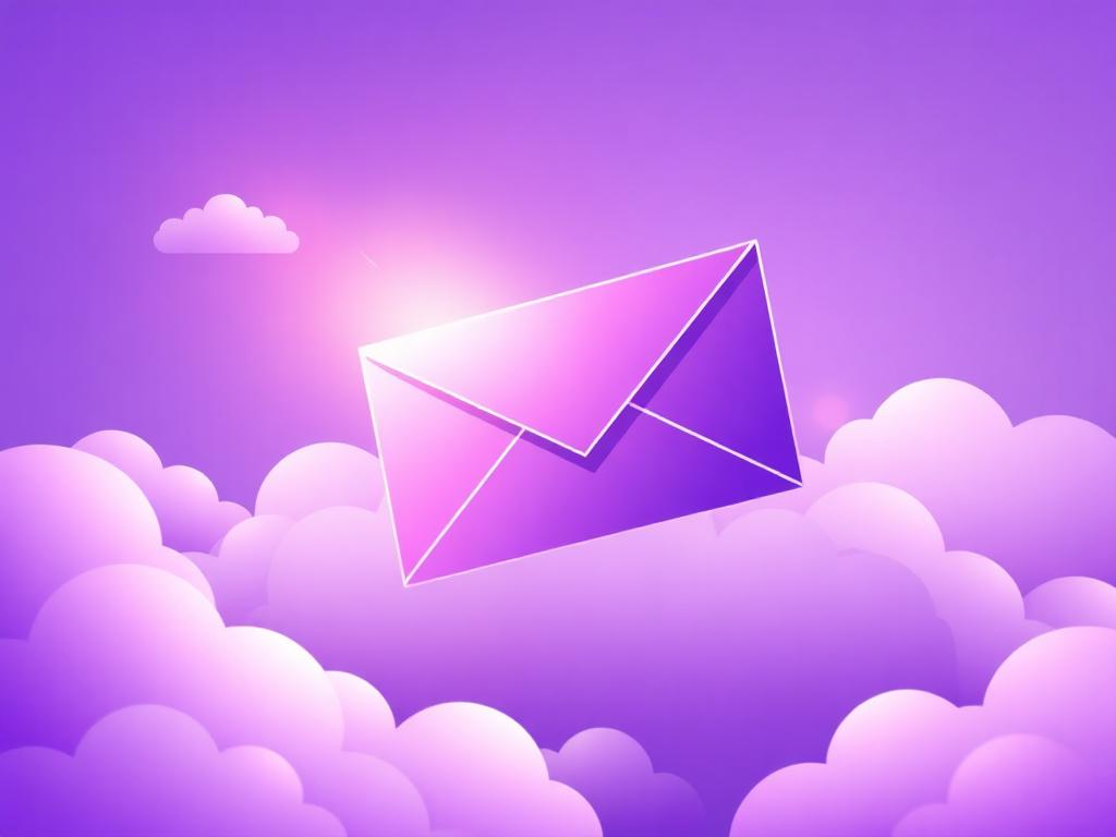 A glowing envelope drifting through soft clouds