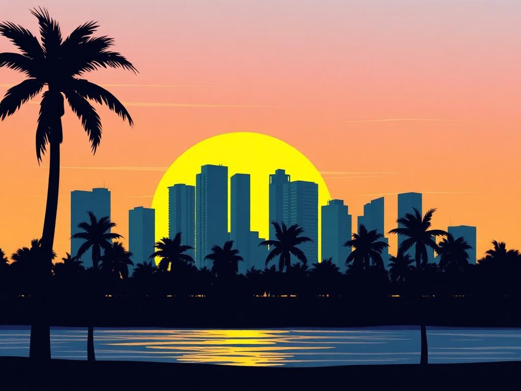 Miami, USA skyline illustration