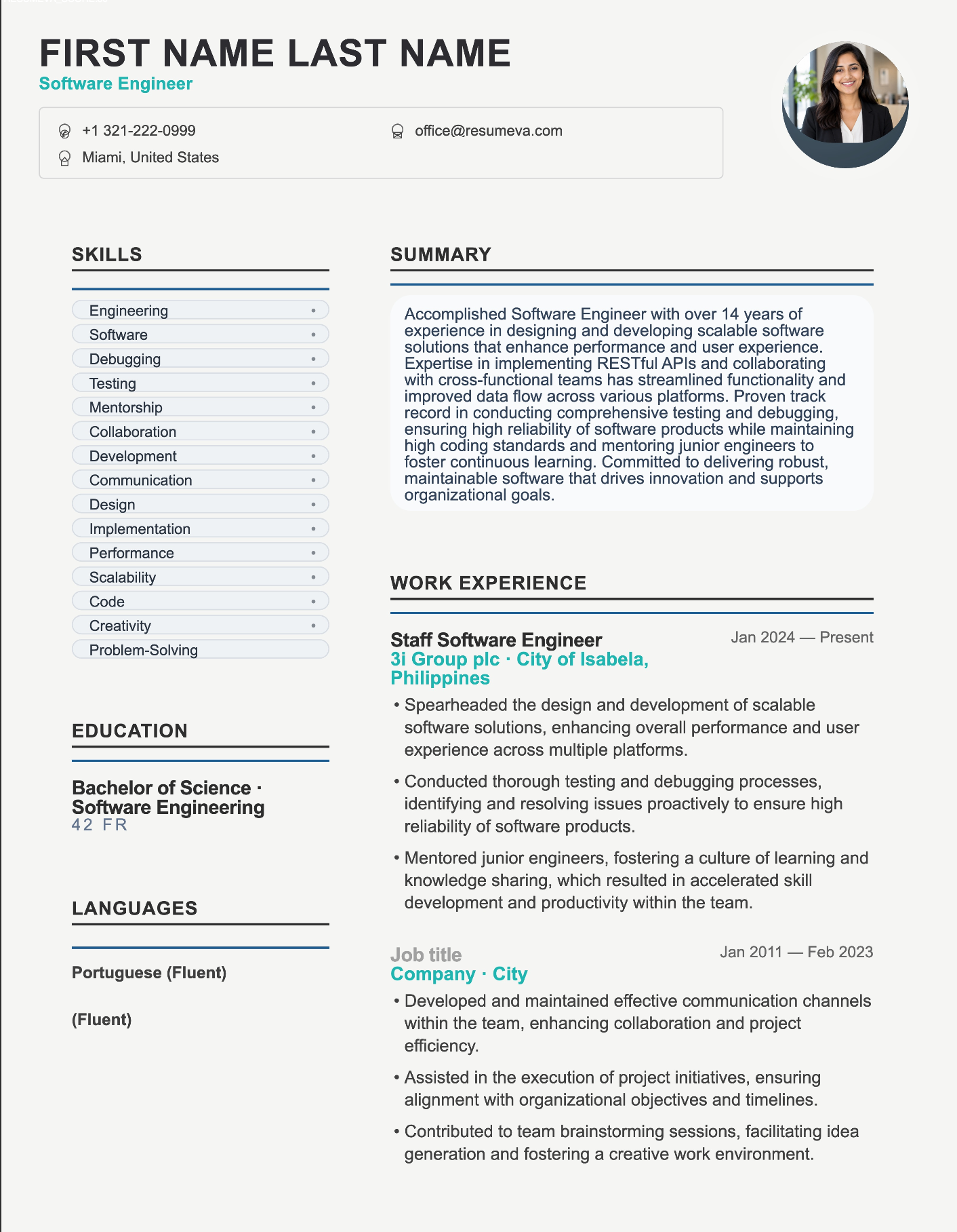 Electrician resume template preview