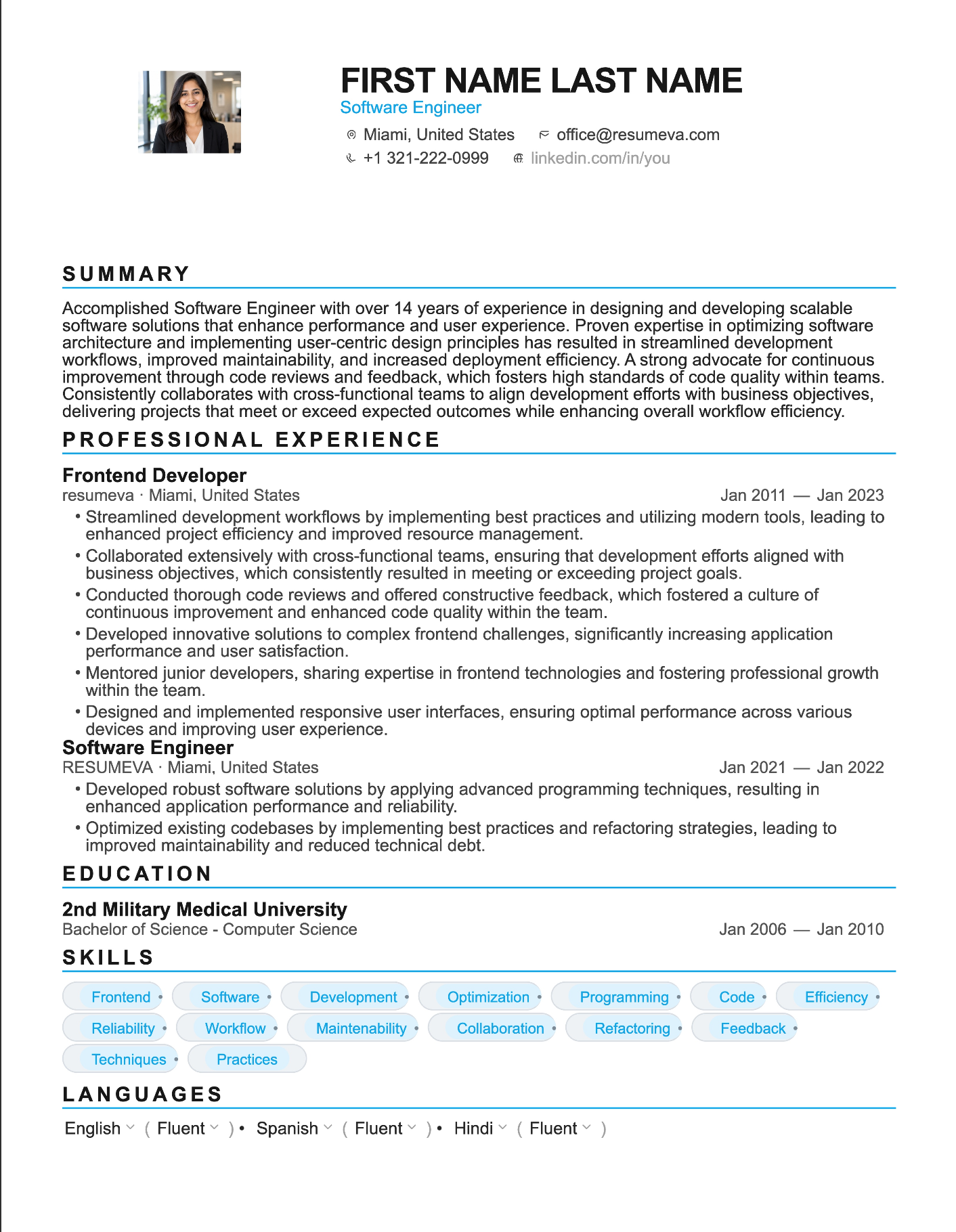 Free resume template preview