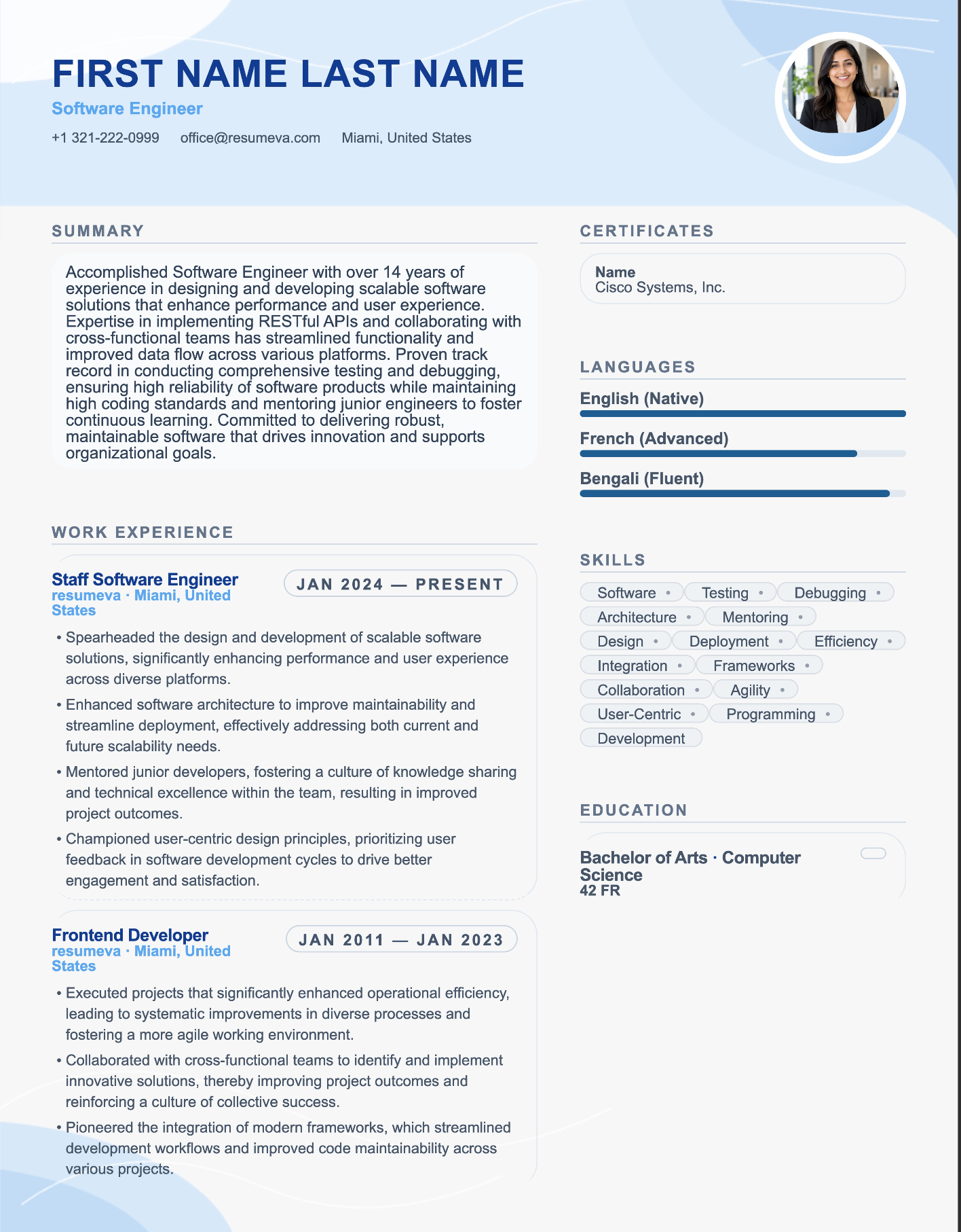 Human Resources Manager resume template preview