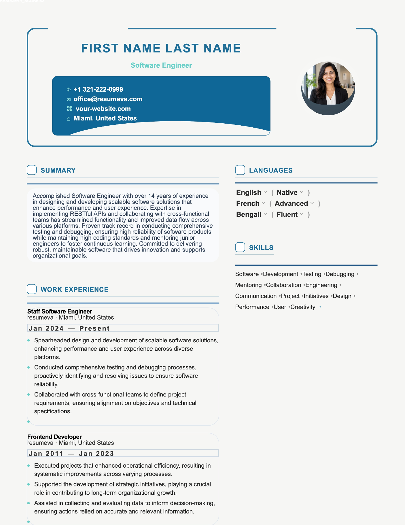 Project Manager V3 resume template preview