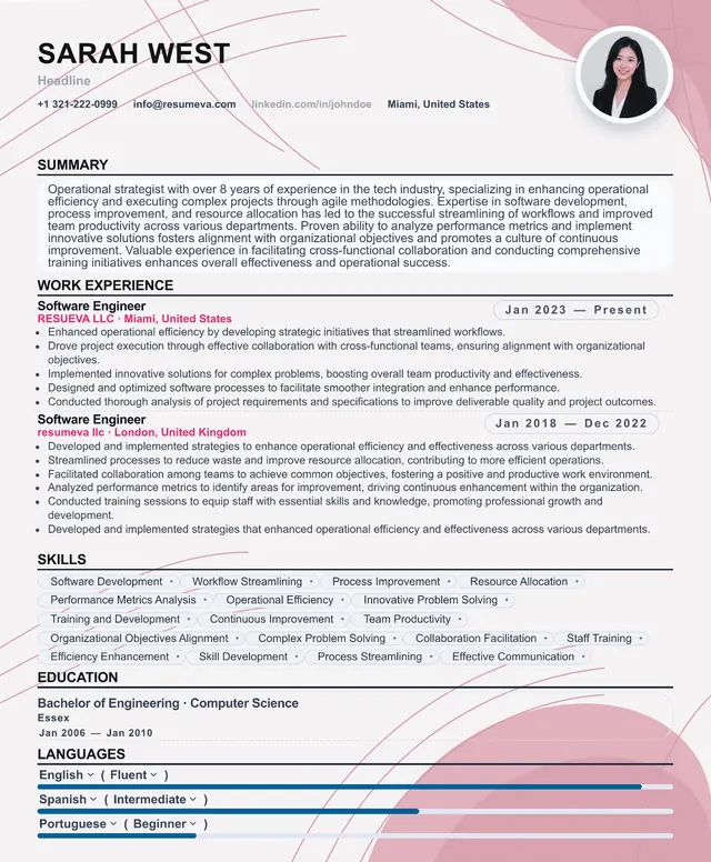 42. Operations Manager resume template preview