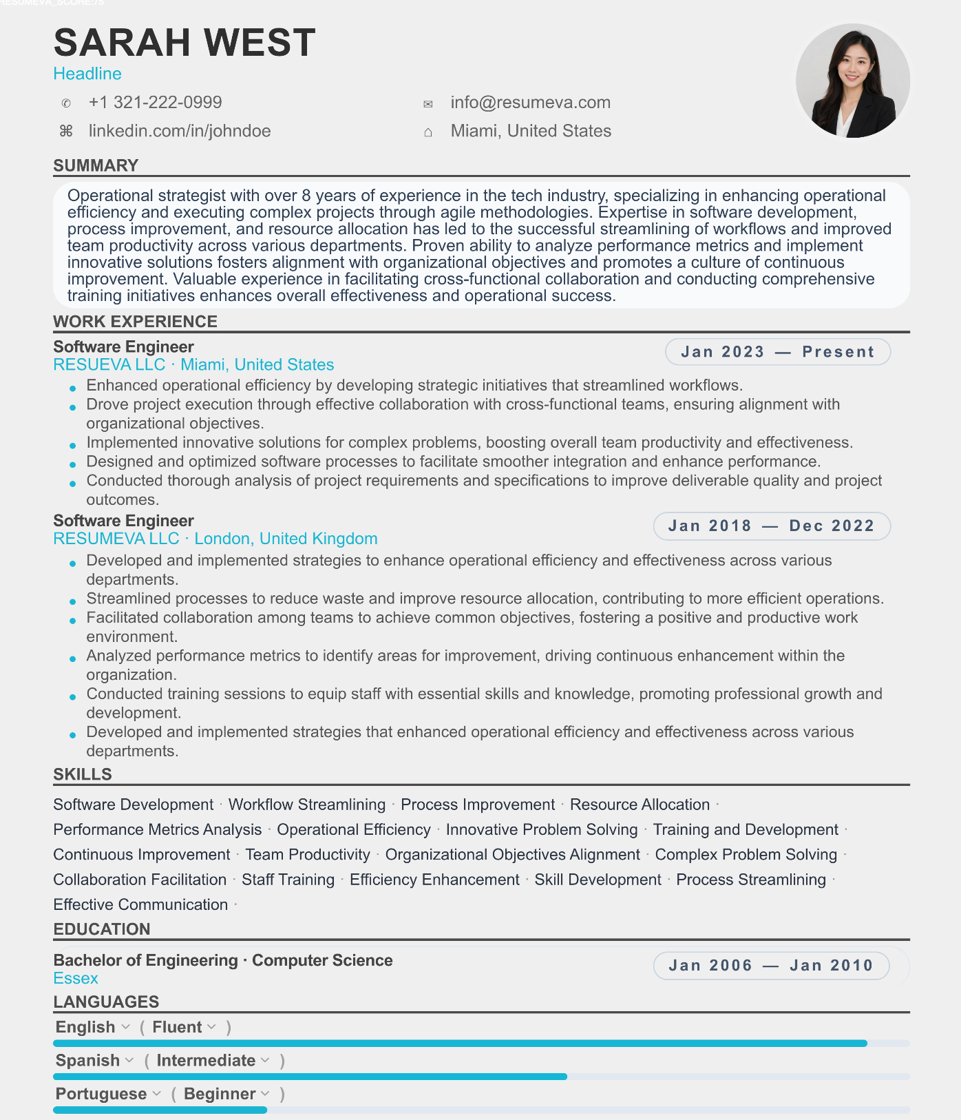 54. Heal resume template preview