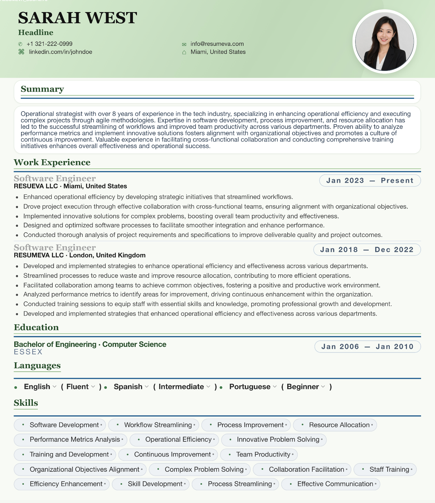 55. Stride resume template preview
