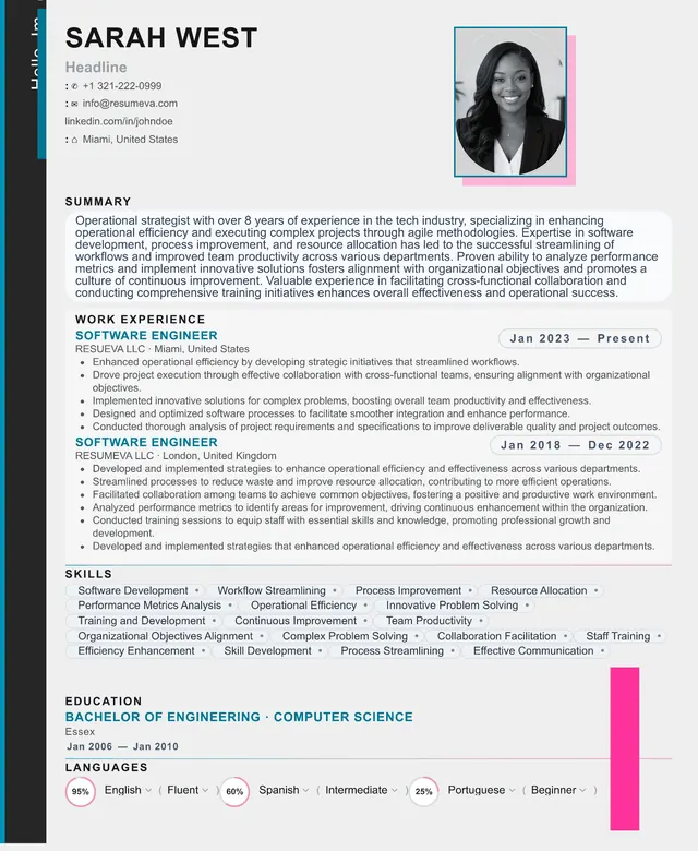 53. Content Writer resume template preview