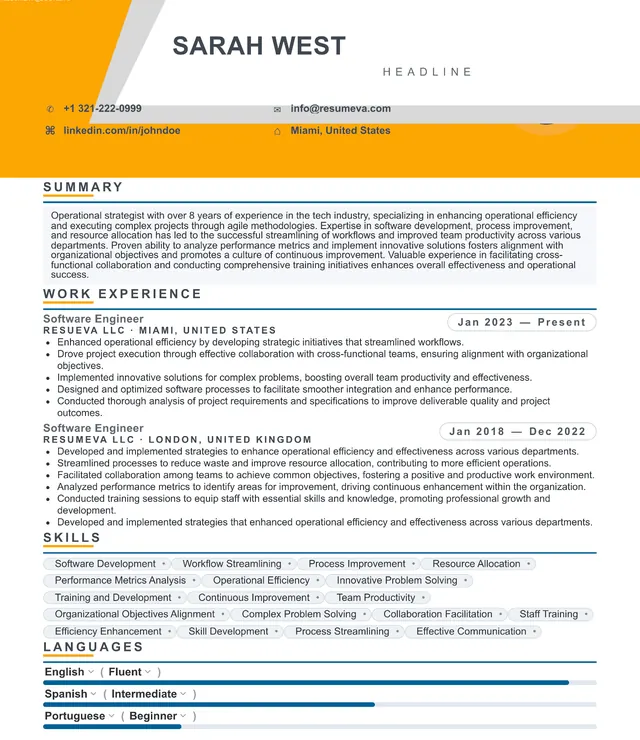 Brand Designer resume template preview