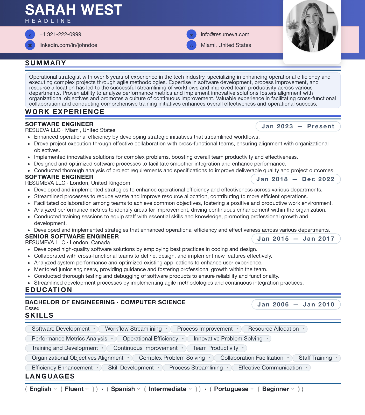 69. Cobalt resume template preview