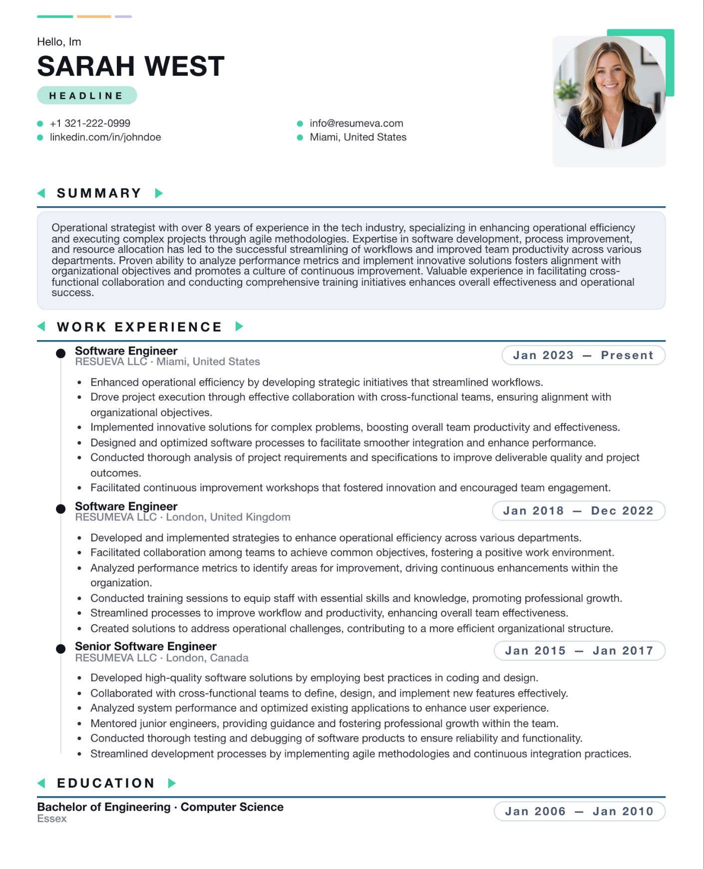 73. Jade resume template preview