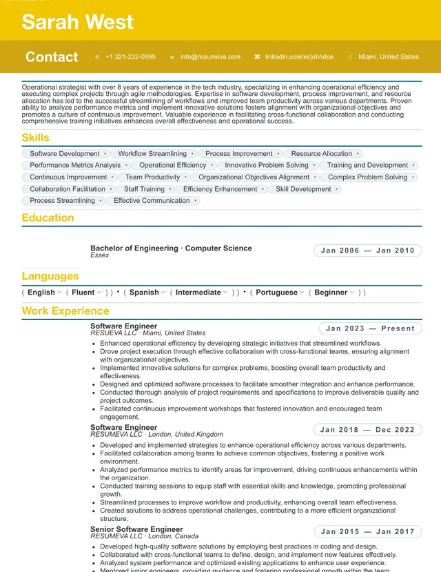 69. QA Test Lead resume template preview