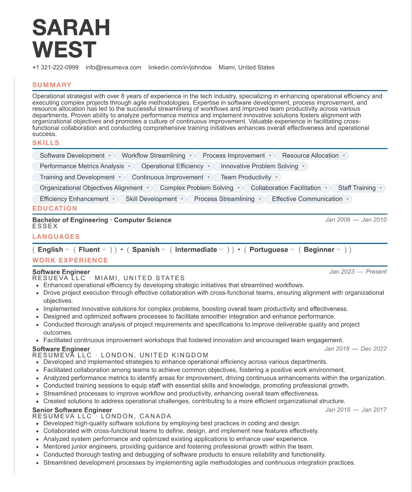 72. Solutions Architect resume template preview