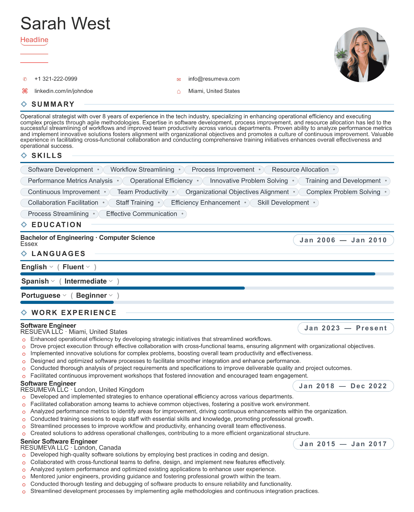 73. DevOps Engineer resume template preview