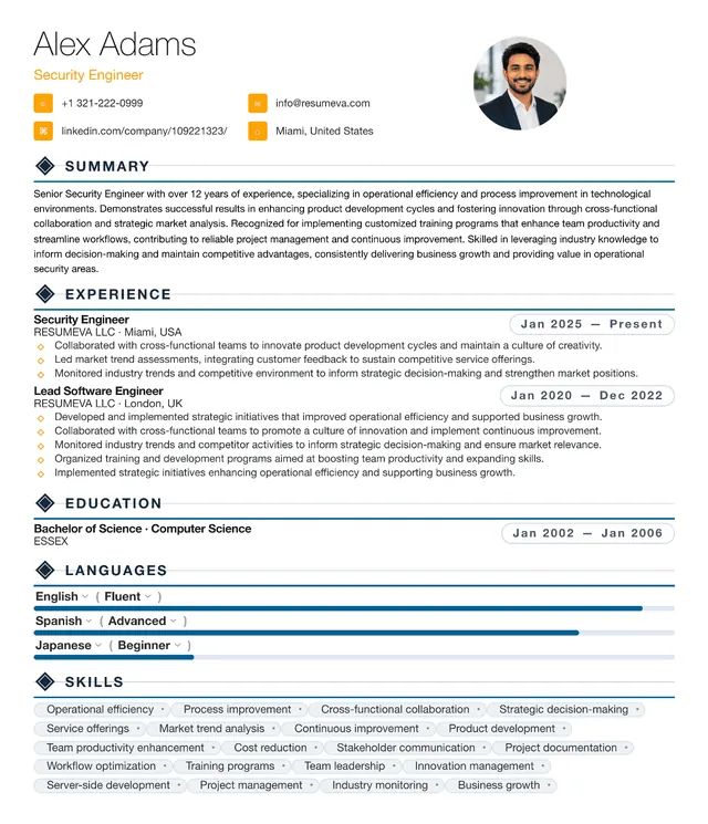 75. QA Engineer resume template preview