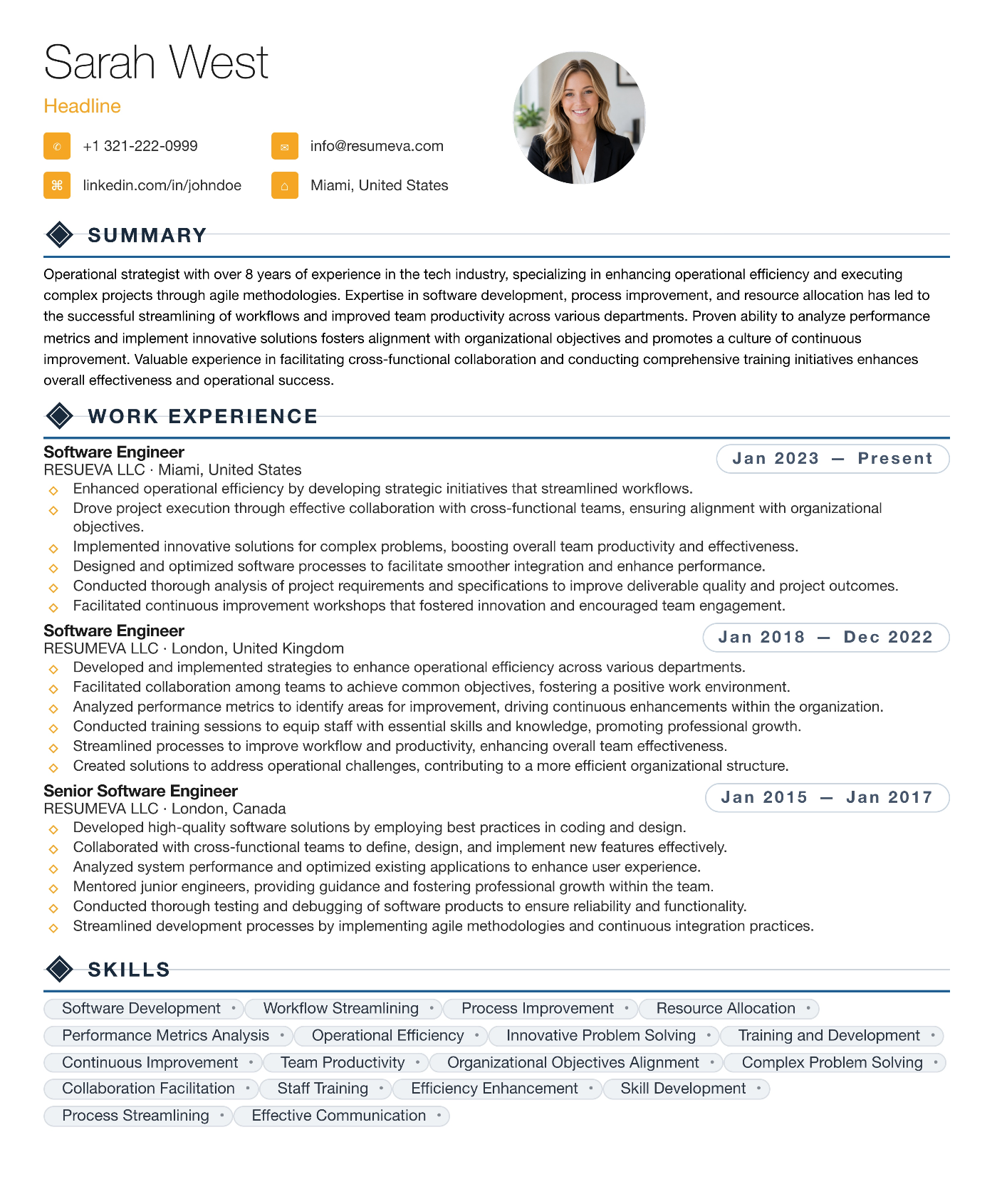 81. Amber resume template preview