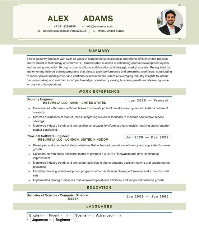 84. Sustainability Manager resume template preview
