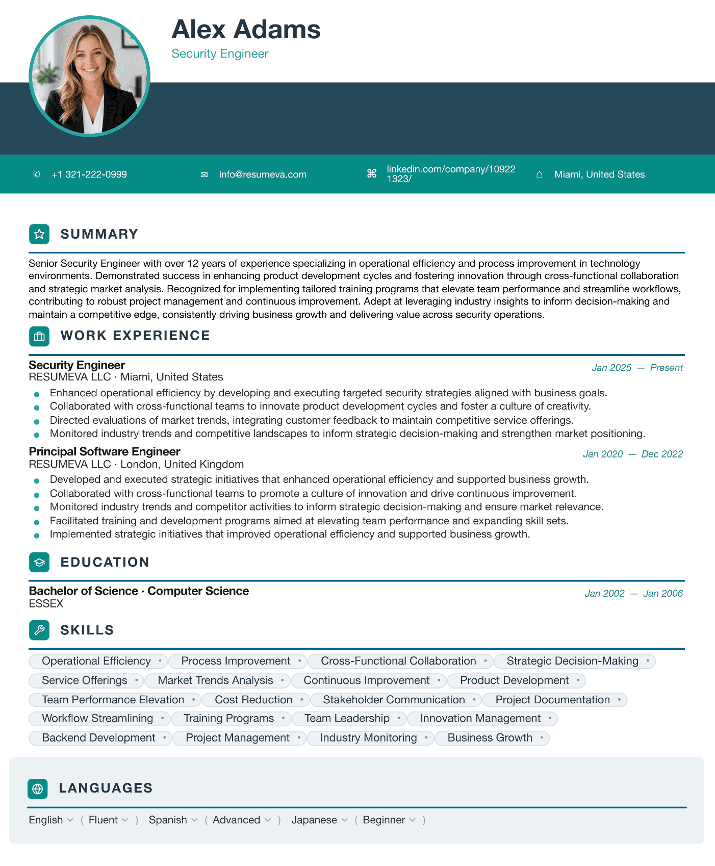 89. Animator resume template preview