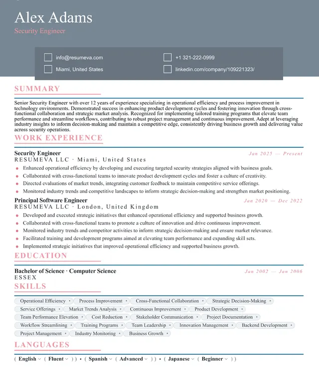 95. Quality Manager resume template preview