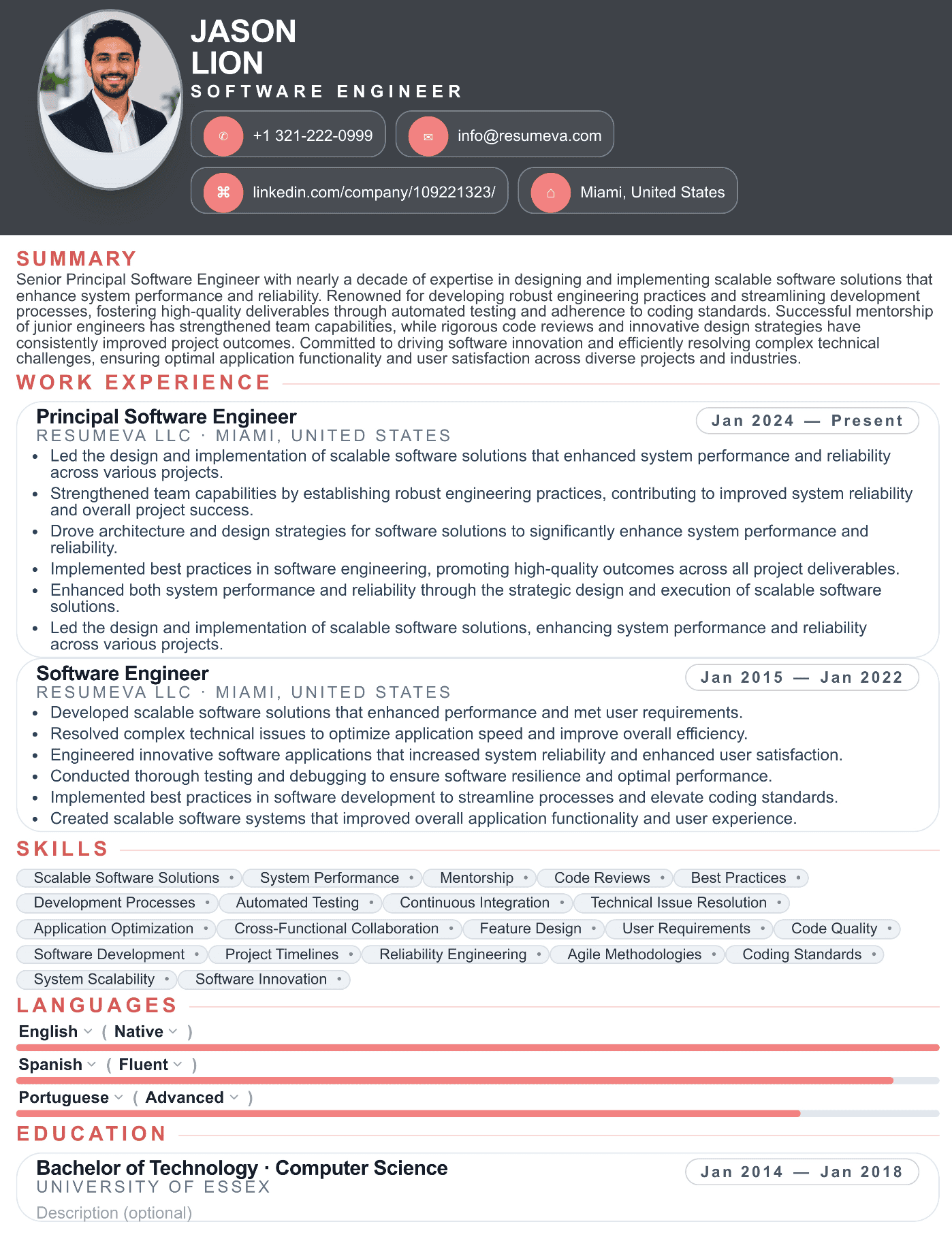 Product Designer resume after