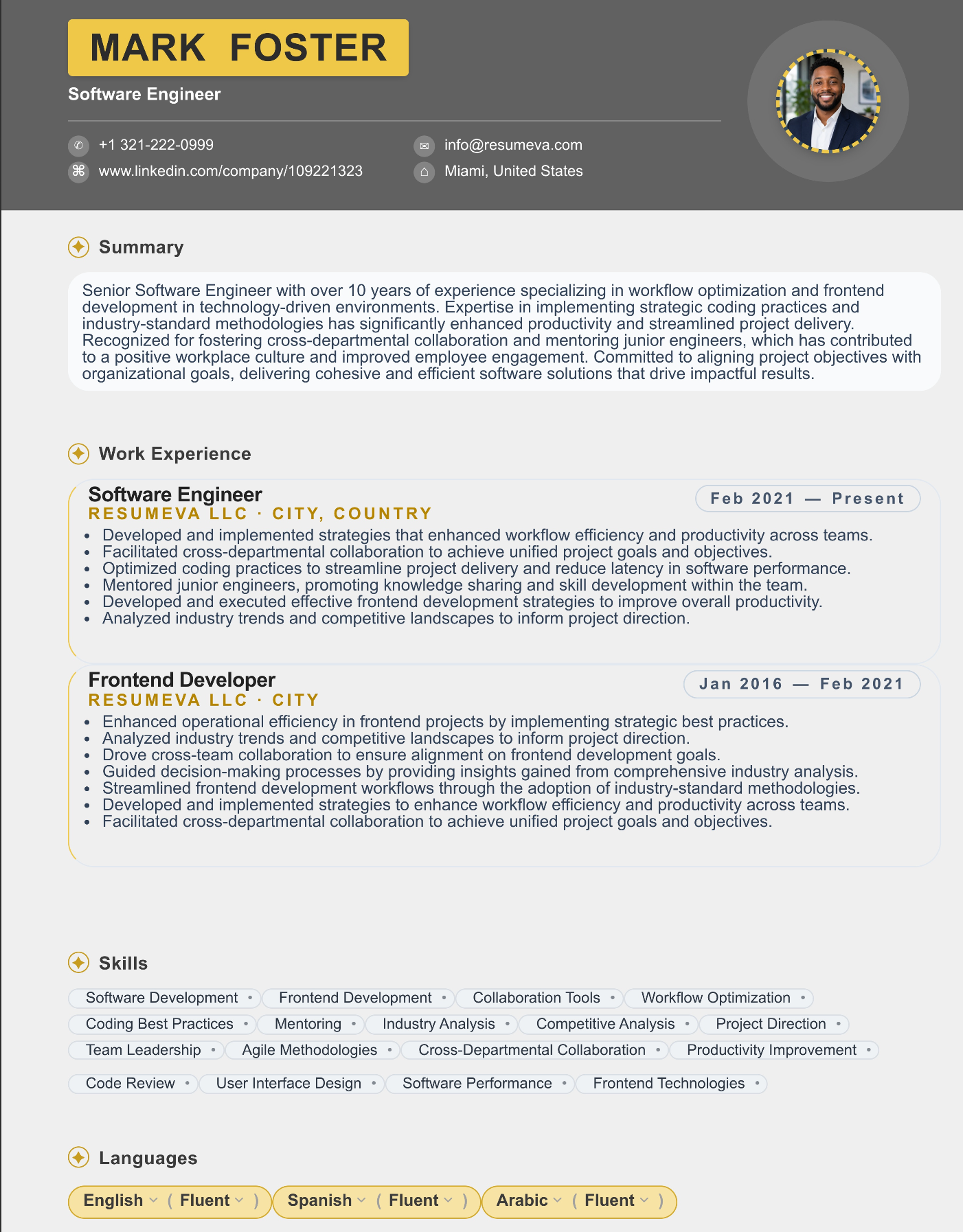 Data Analyst resume template preview