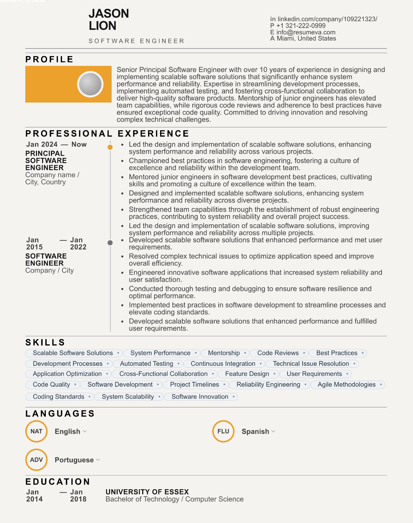 6. Design Construction resume template preview