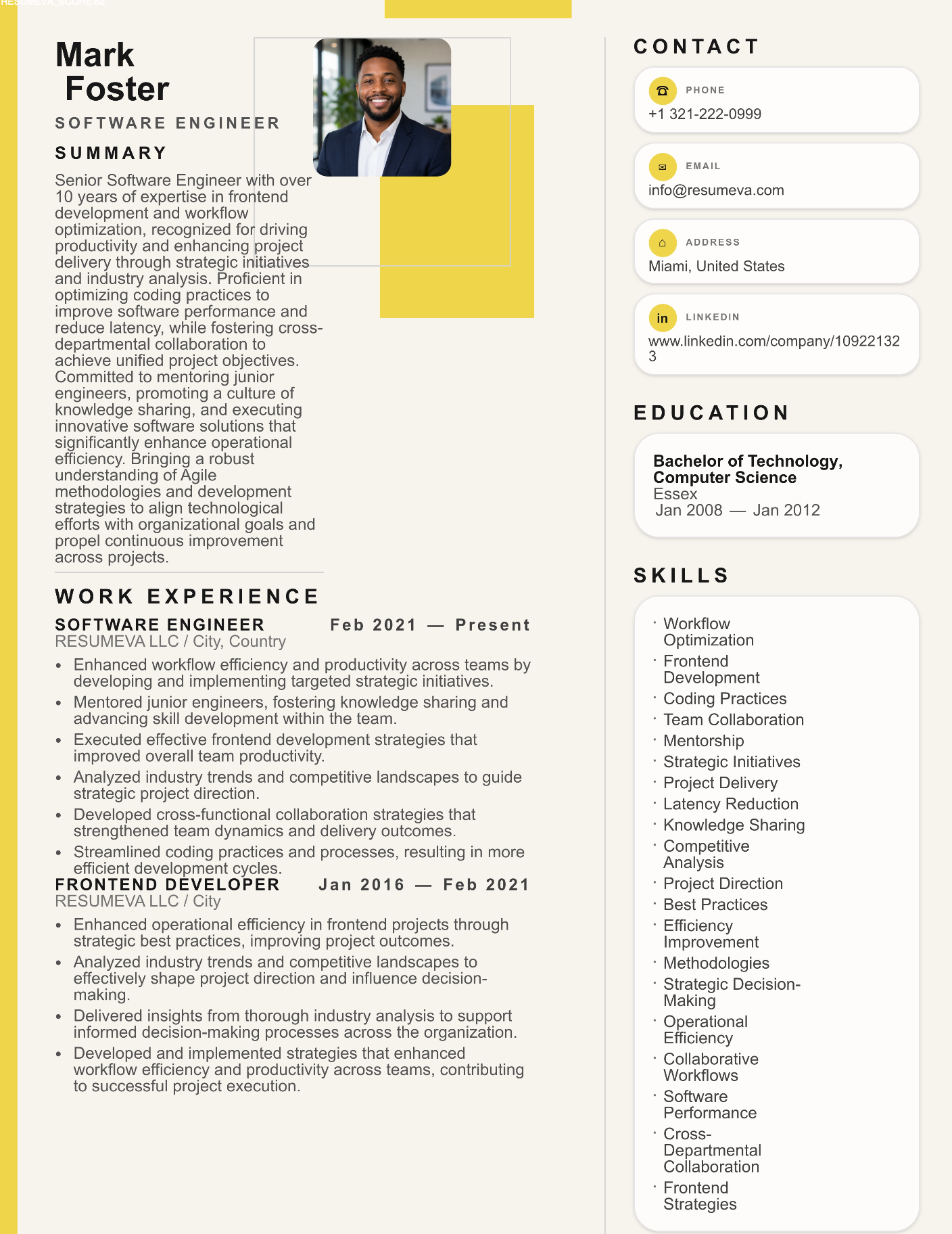 Design Construction resume template preview