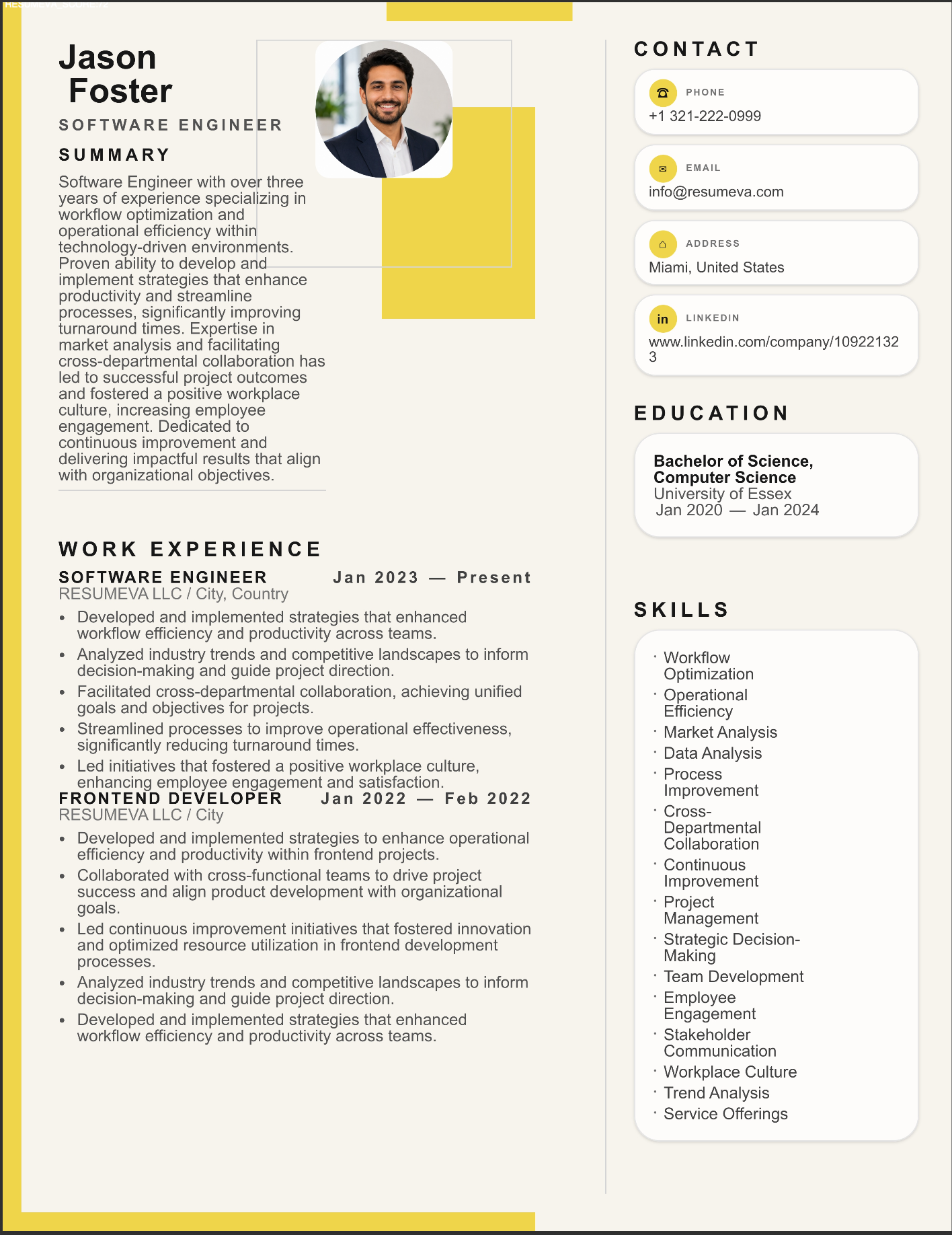 Design Construction resume template preview