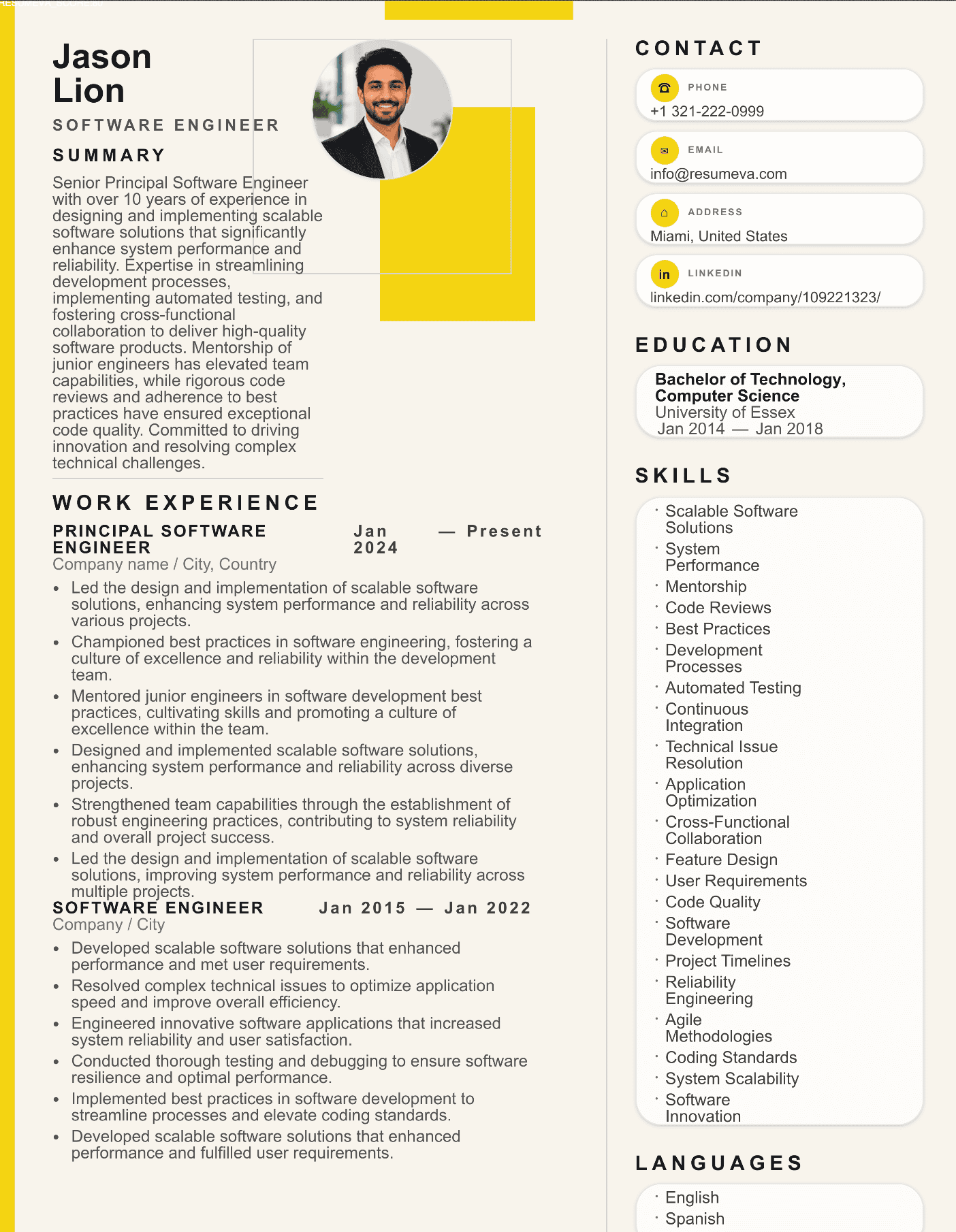 7. Architect resume template preview