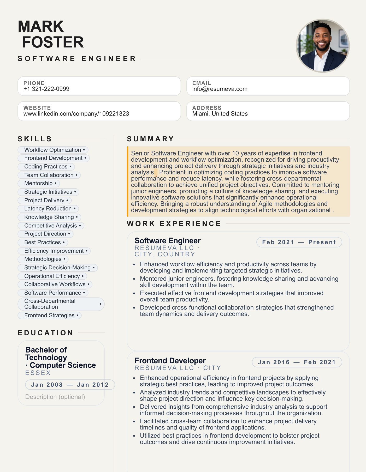 Design Construction resume template preview