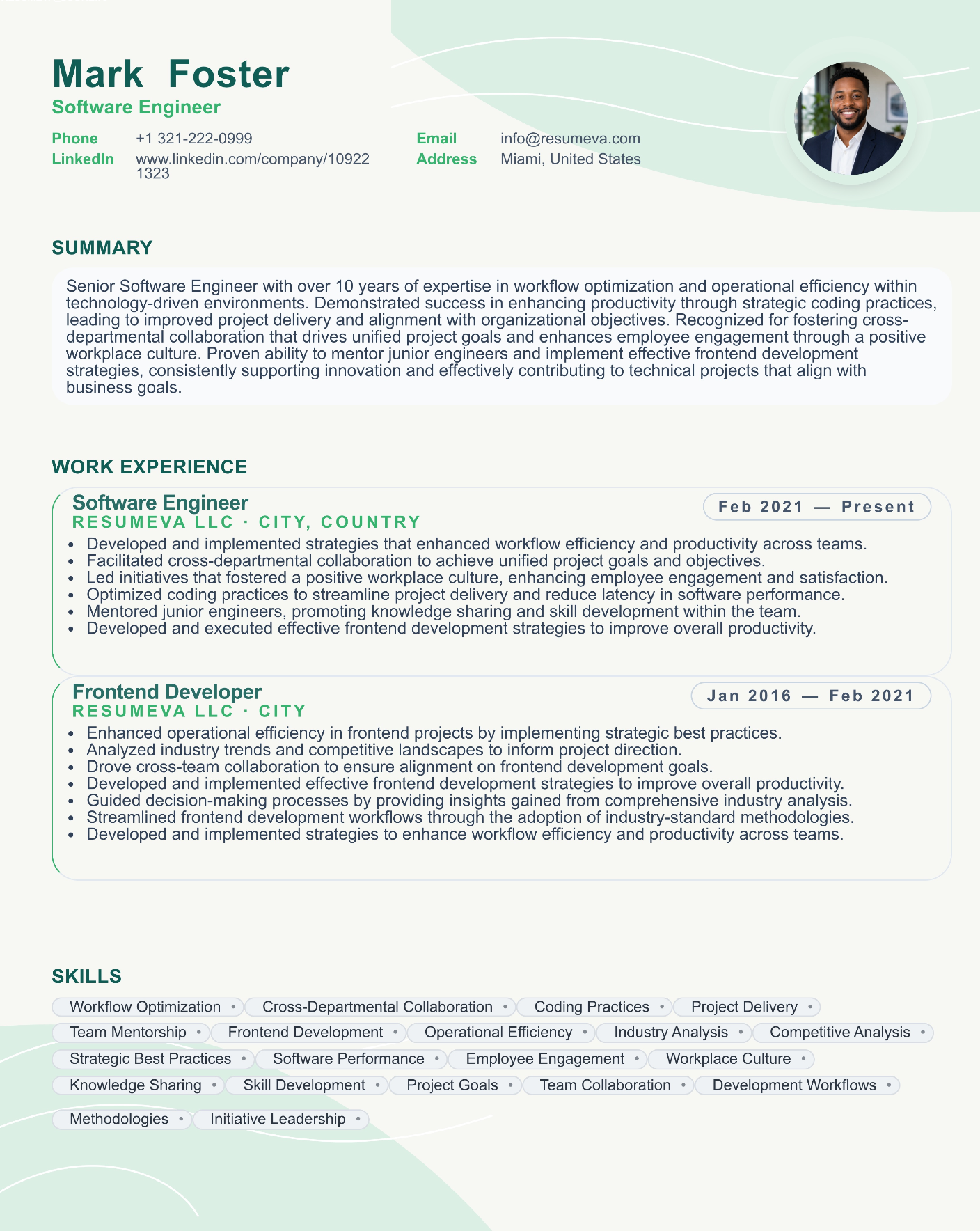 Human Resources Manager resume template preview