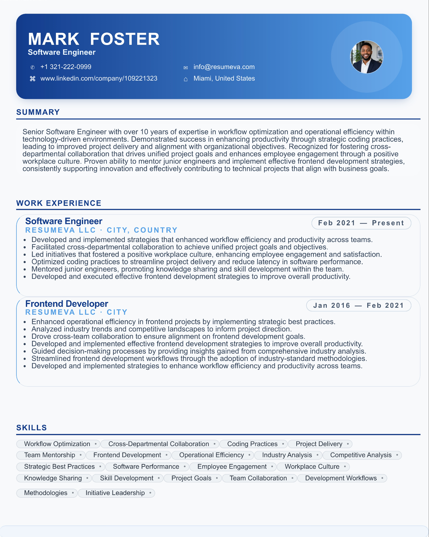 Human Resources Manager resume template preview