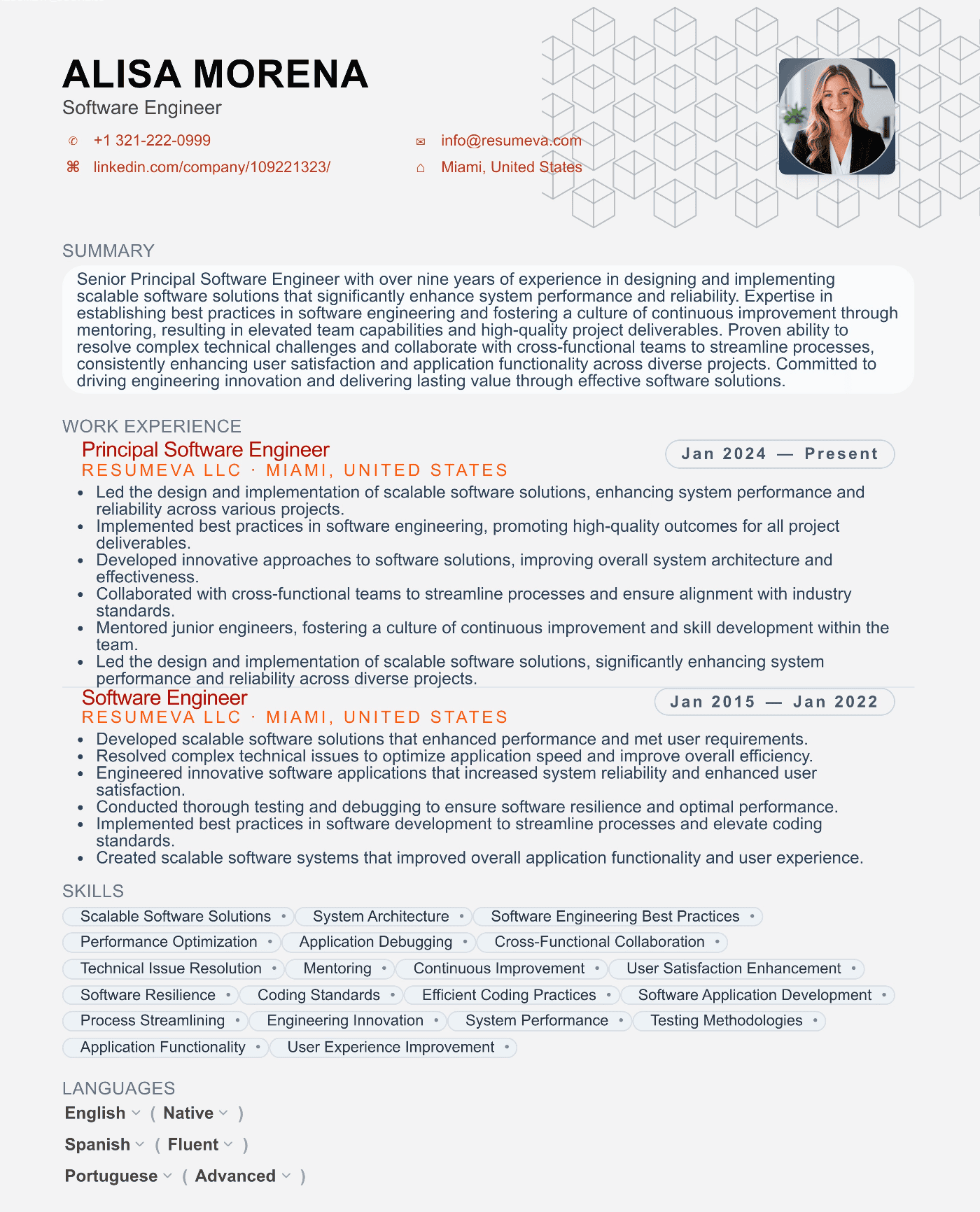 27. IT Support Specialist resume template preview