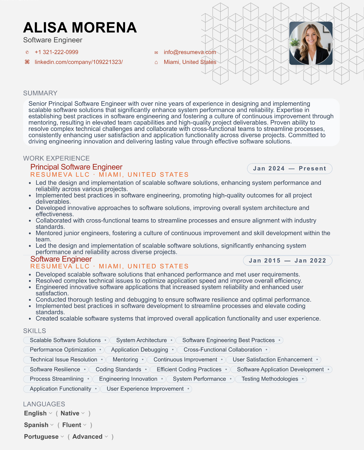33. IT Support Specialist resume template preview