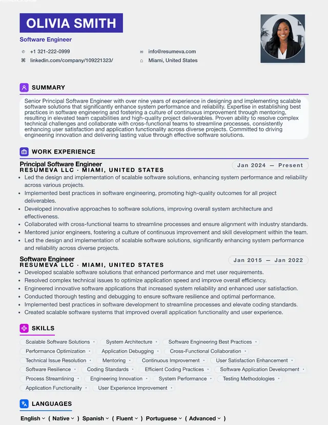 Lead Teacher resume template preview