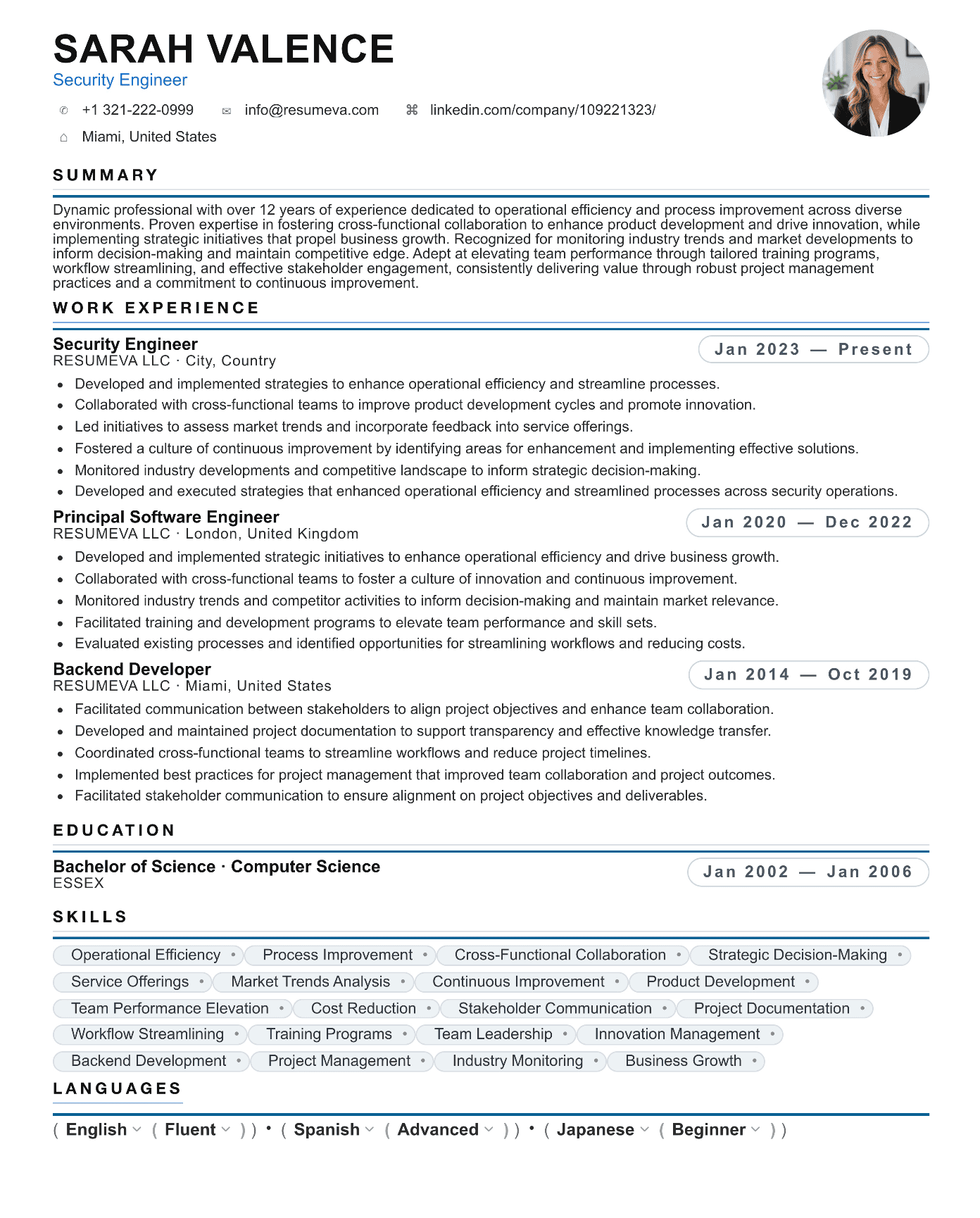 1. Marketing Manager resume template preview