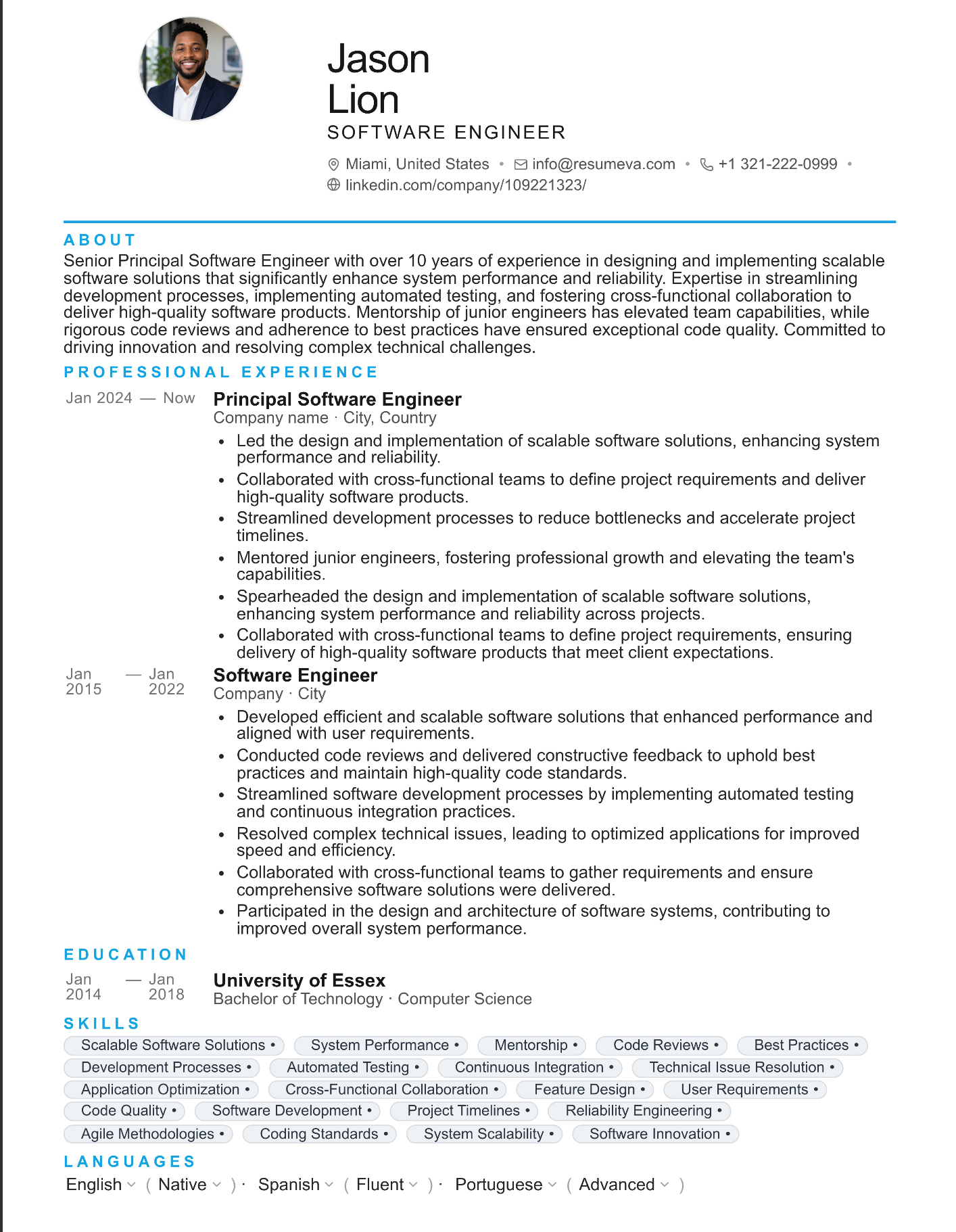 3. Minimal resume template preview