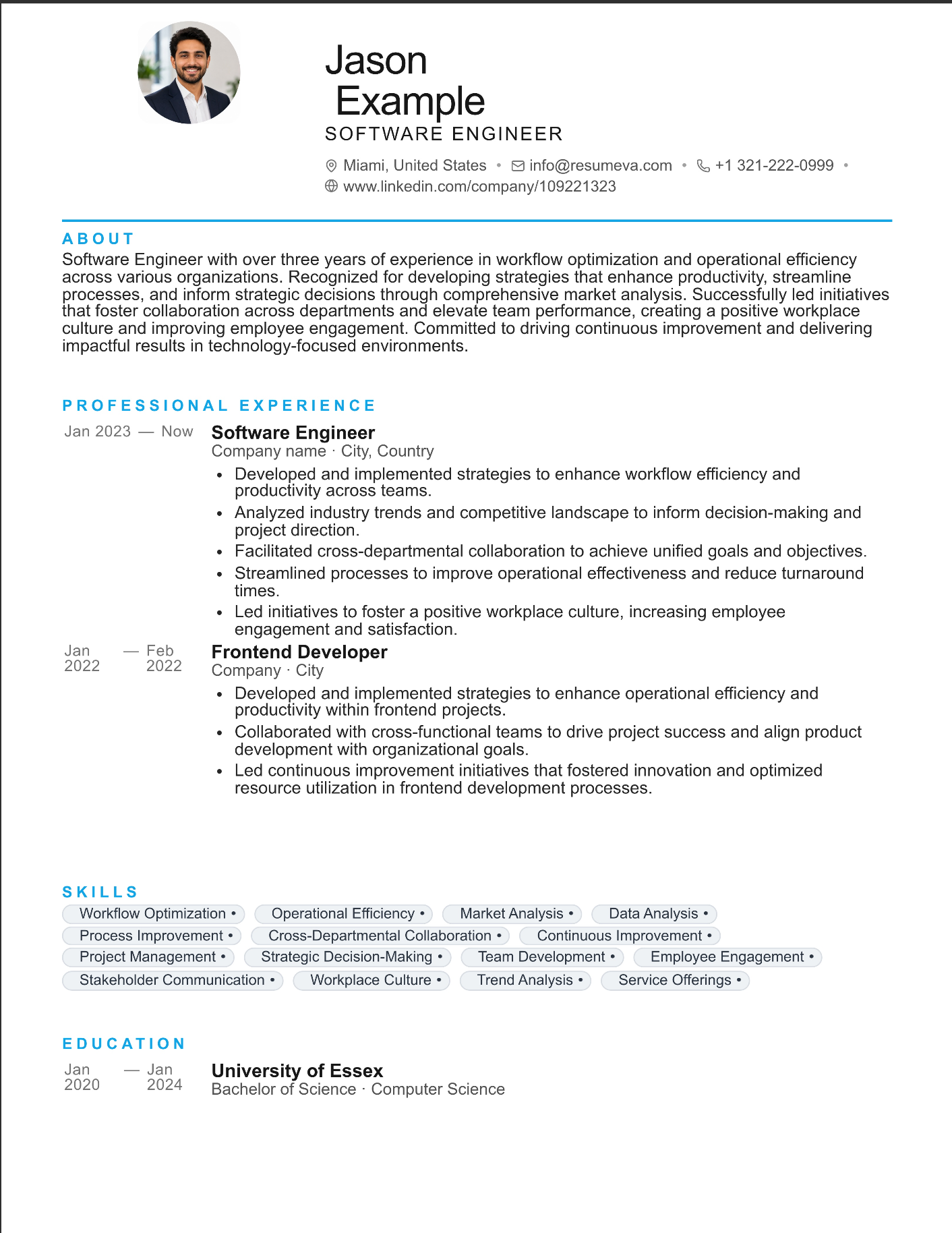 Minimal resume template preview