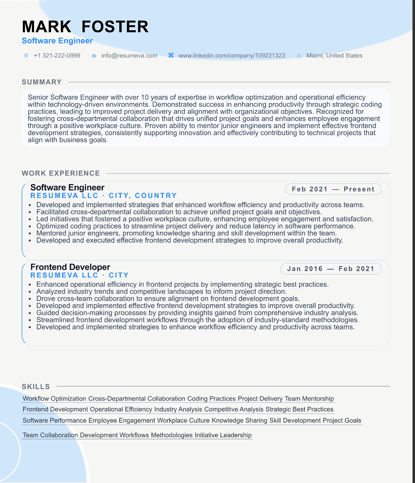 Operations Manager resume template preview