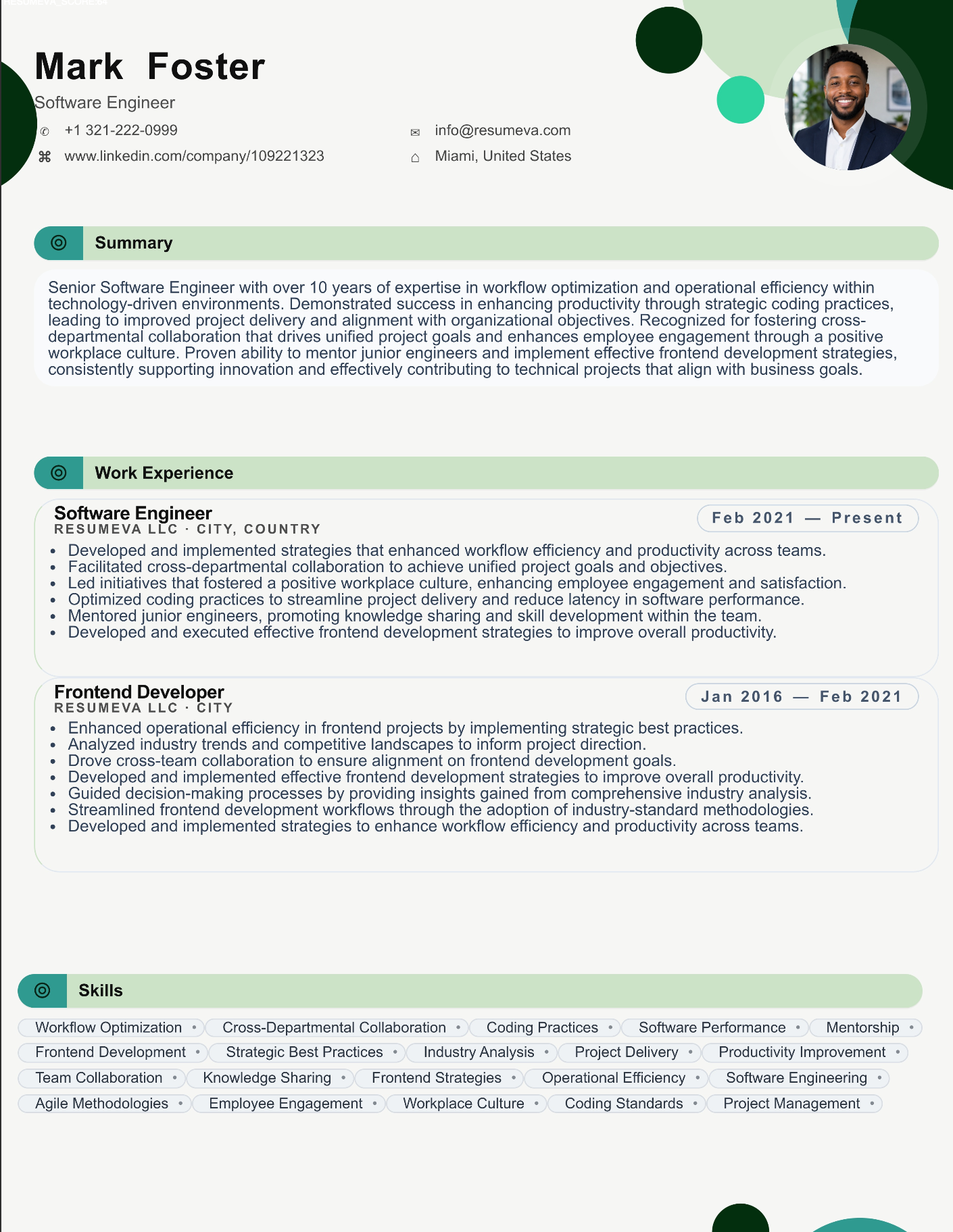 Photographer resume template preview