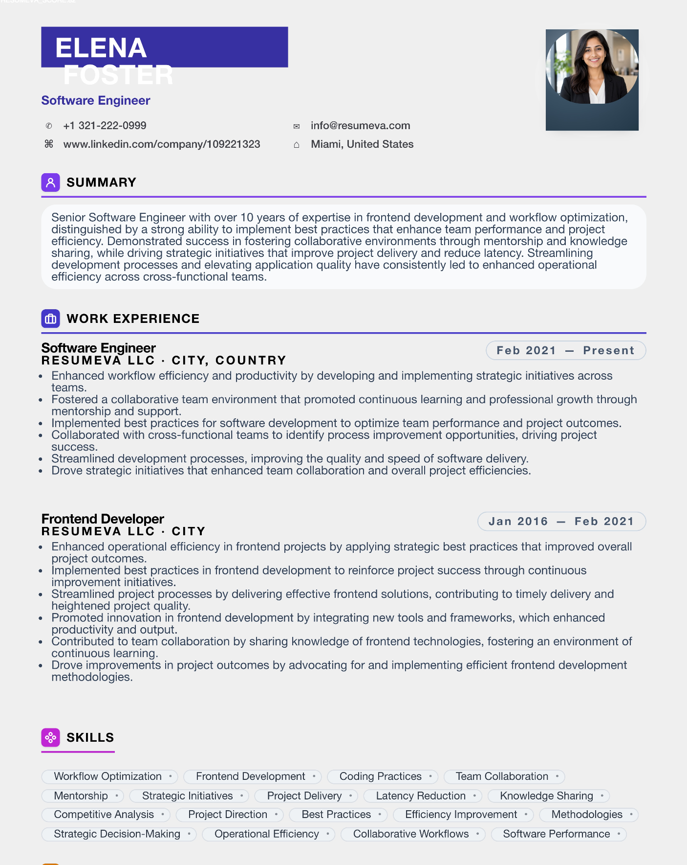 Physical Therapist resume template preview