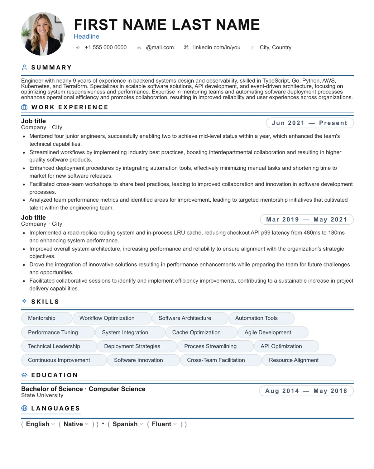 2. Product Manager resume template preview