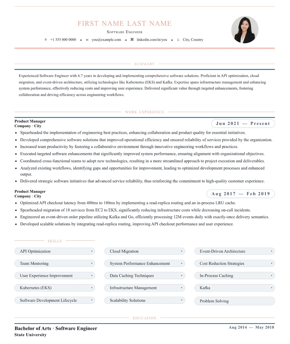 8 Project Manager resume template preview