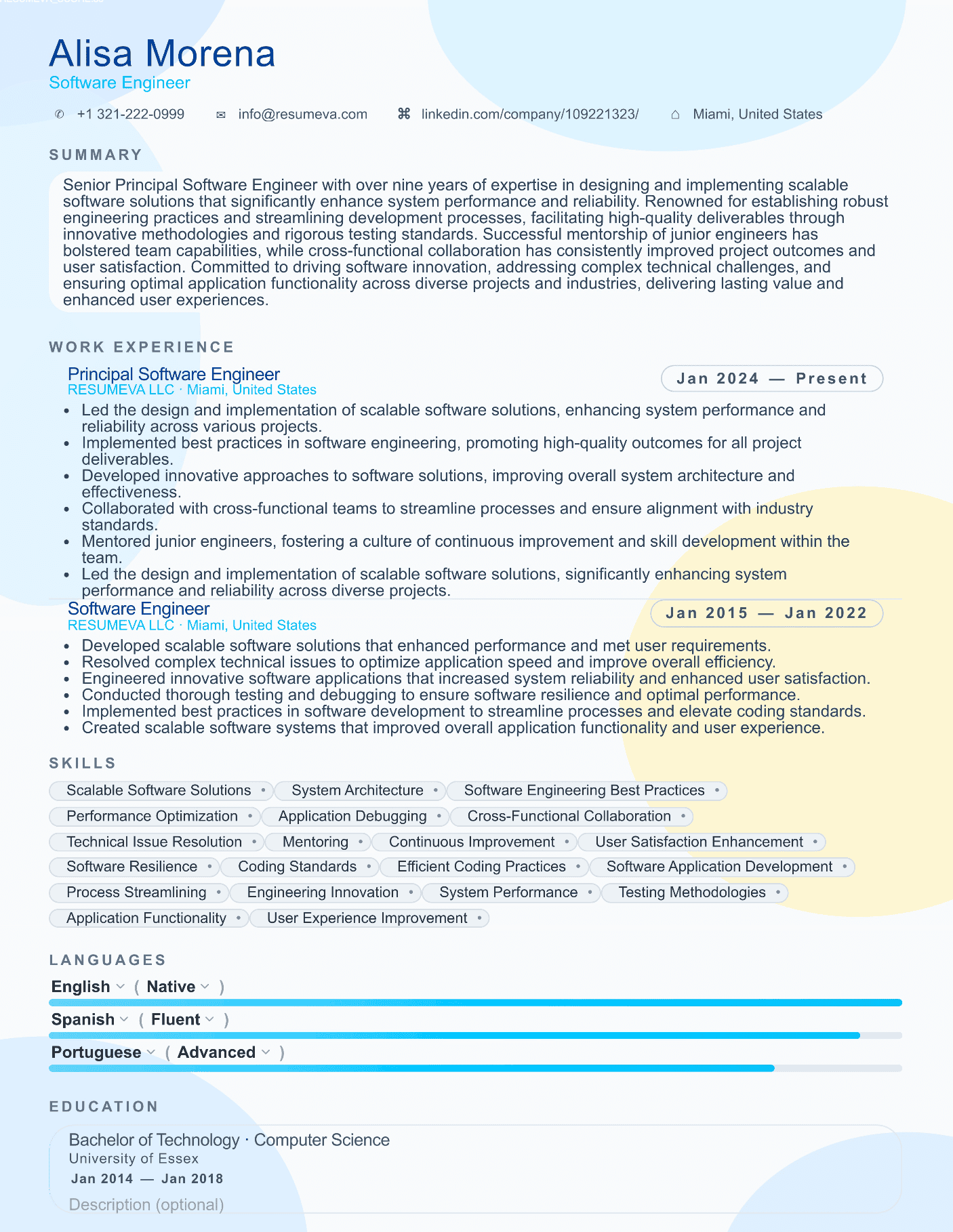 18. Project Manager resume template preview