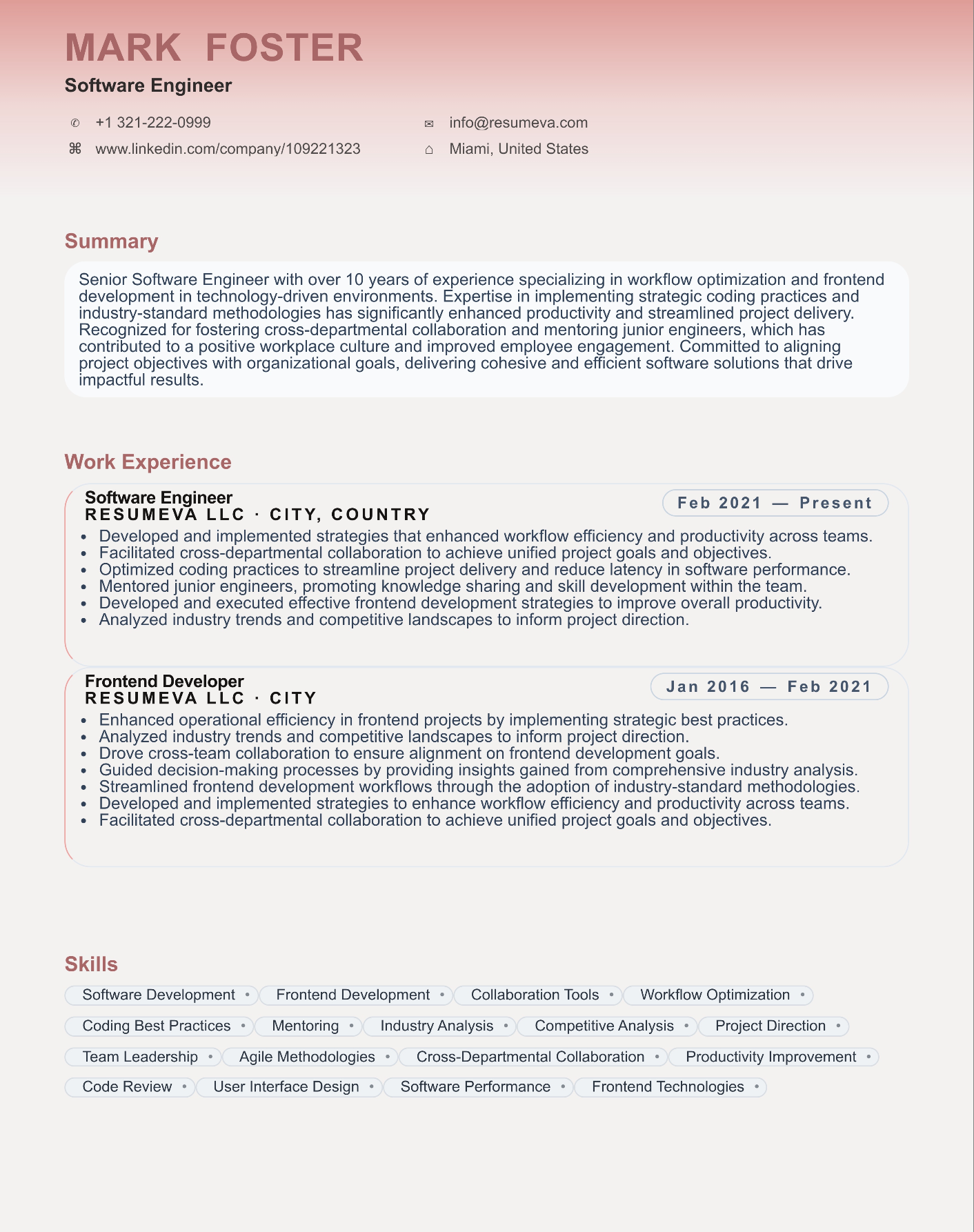 Registered Nurse Pro resume template preview