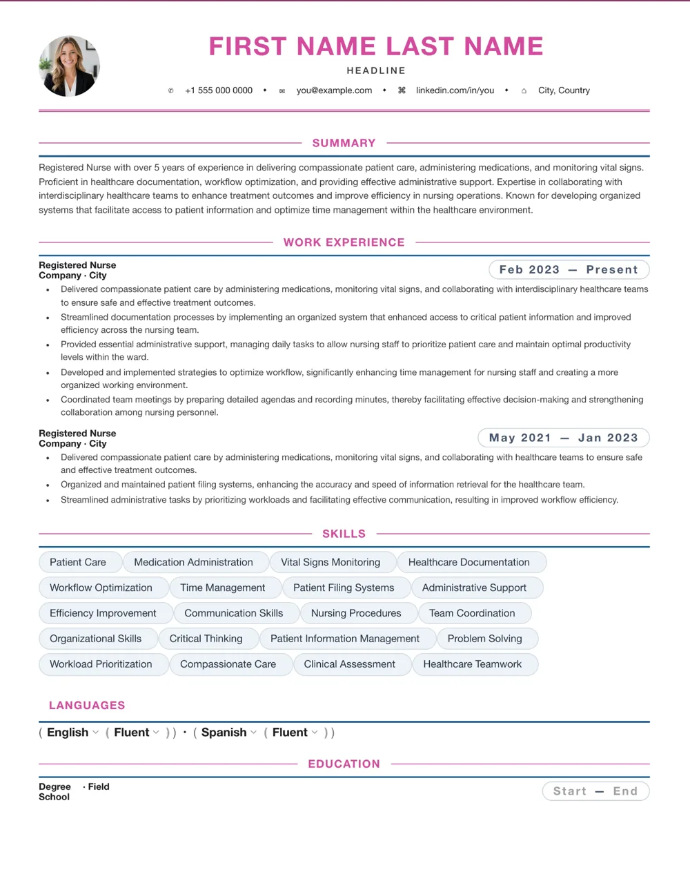 4. 4 Registered Nurse resume template preview