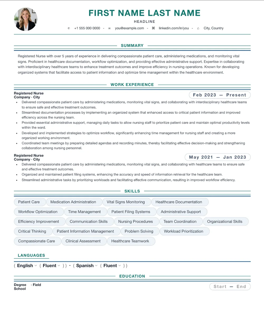 5. 5 Registered Nurse v2 resume template preview