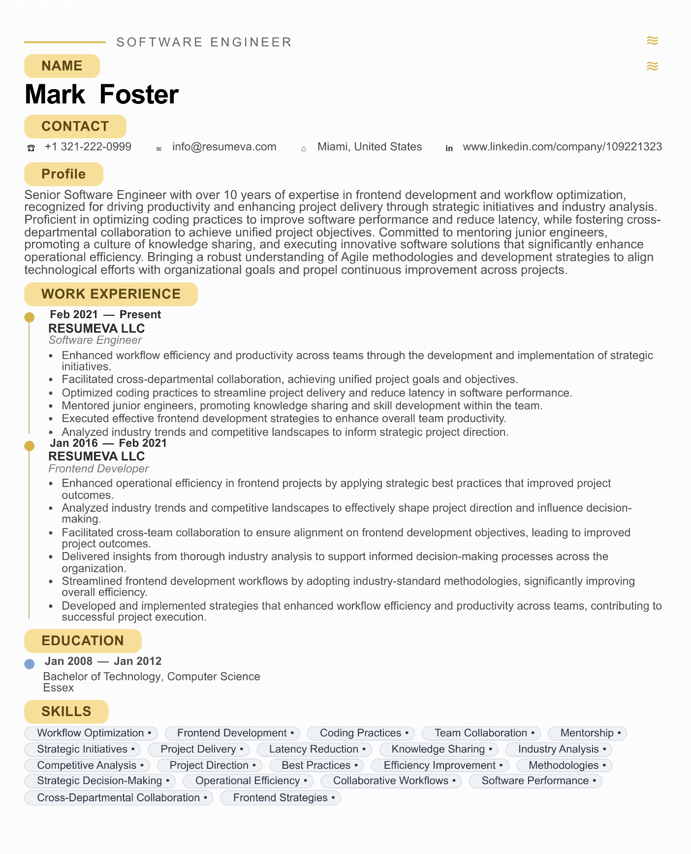 Sales Representative resume template preview