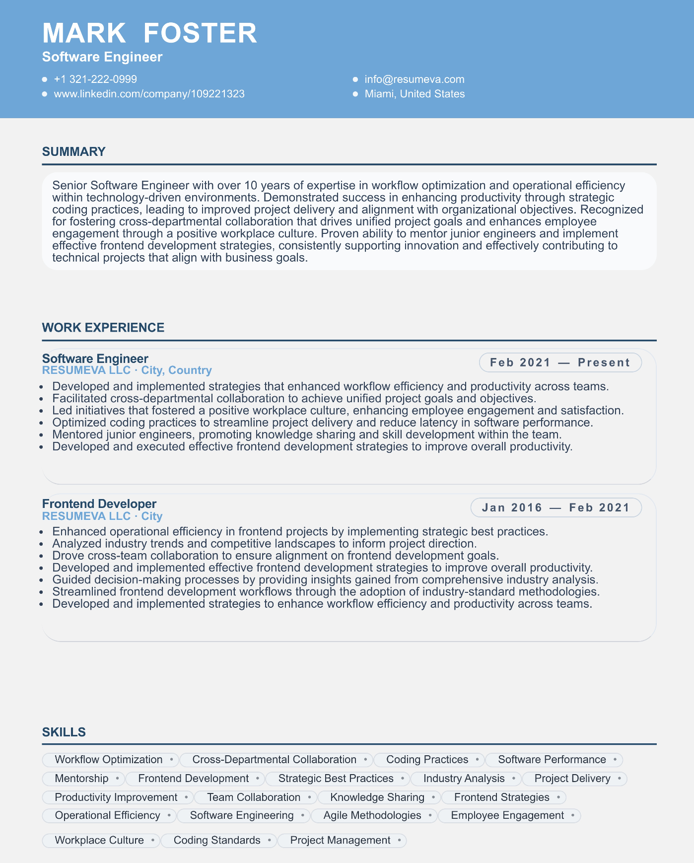 Sales Representative Pro resume template preview