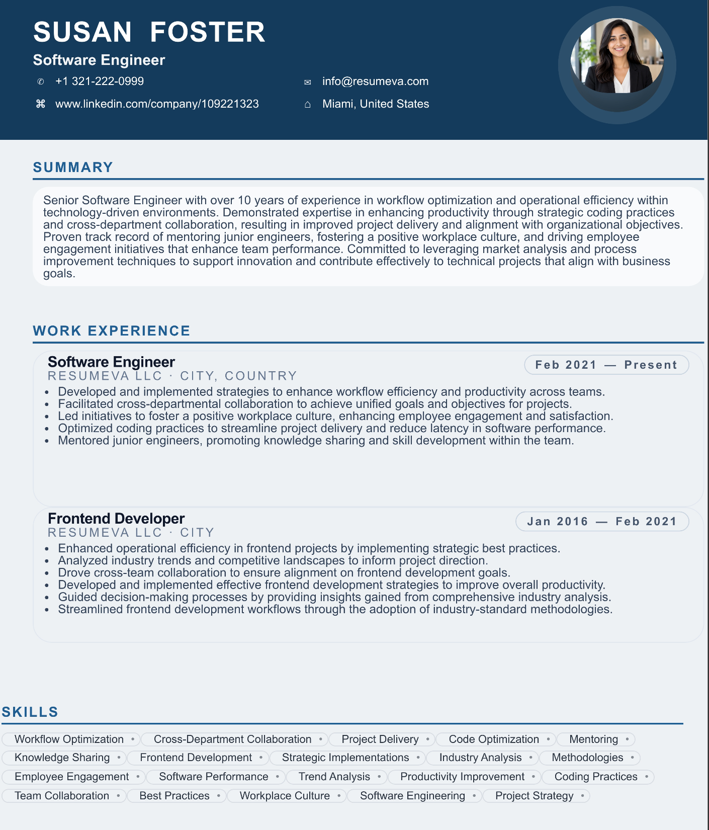 Senior Business Development resume template preview